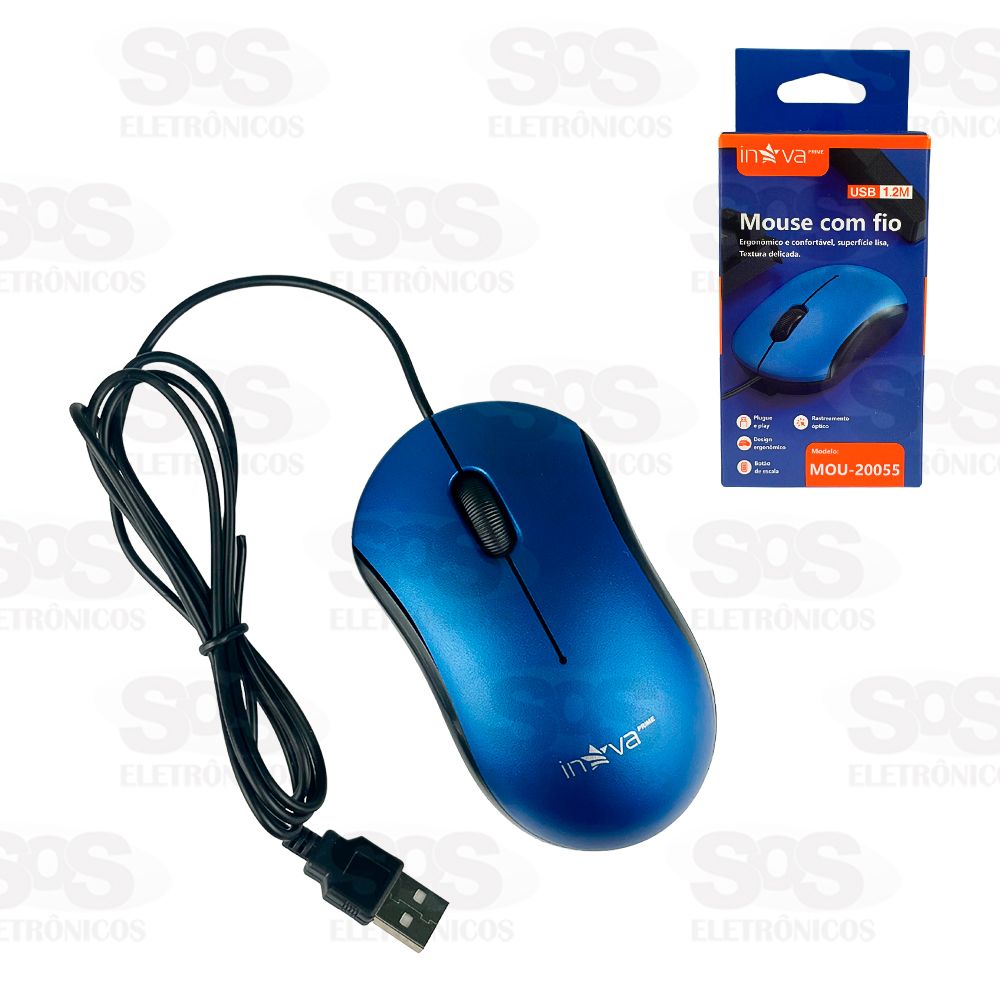 Mouse Óptico Com Fio 1.2M Inova Prime MOU-20055