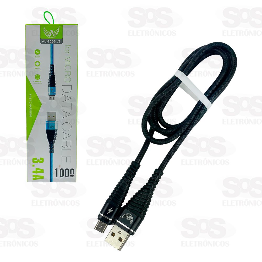 Cabo De Dados 3.4A Micro USB V8 1 Metro Altomex AL-2060-V8