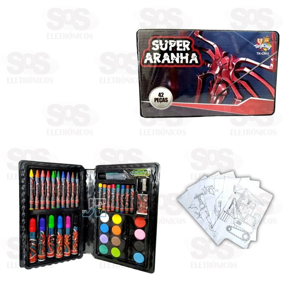 Kit Maleta De Pintura 42 Peas Super Aranha Toy King TK-CR11