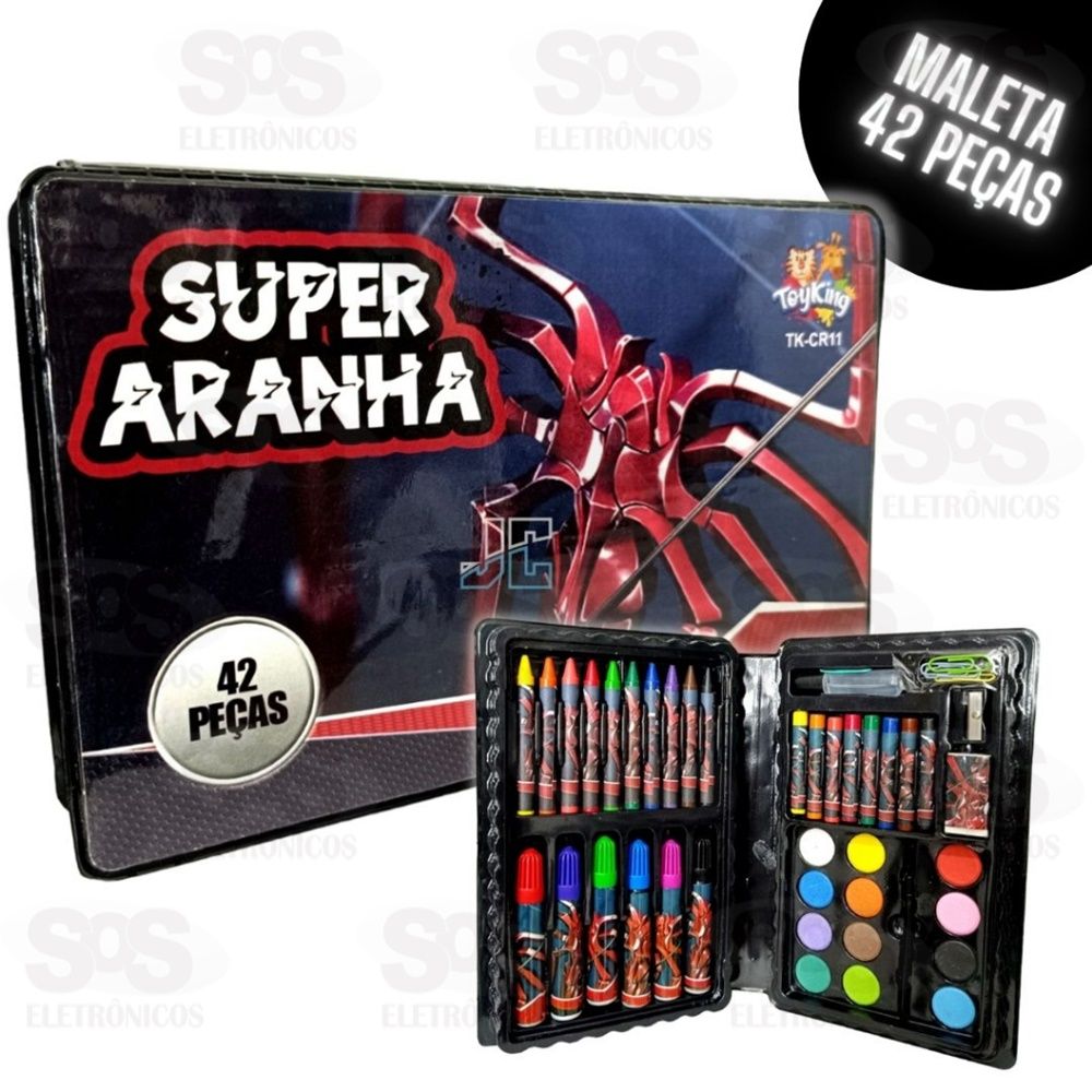 Kit Maleta De Pintura 42 Peas Super Aranha Toy King TK-CR11