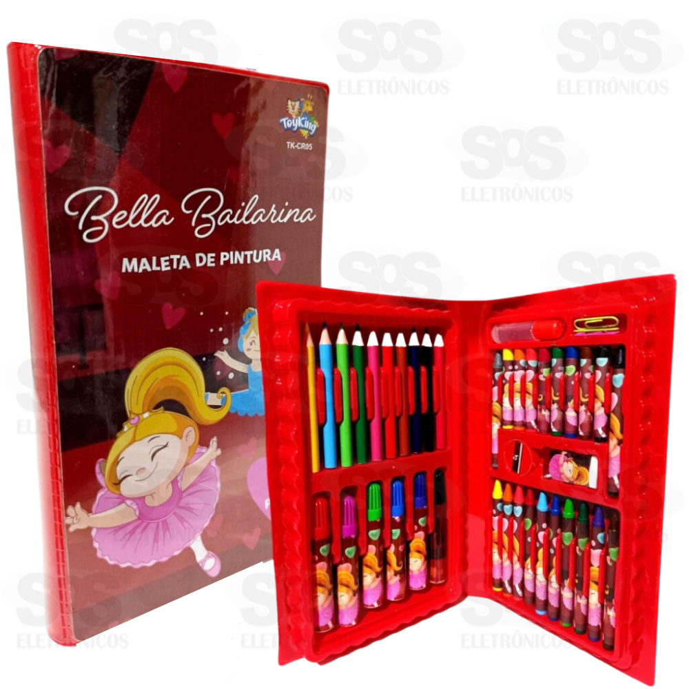 Kit Maleta De Pintura 48 Peas Bella Bailarina Toy King TK-CR05