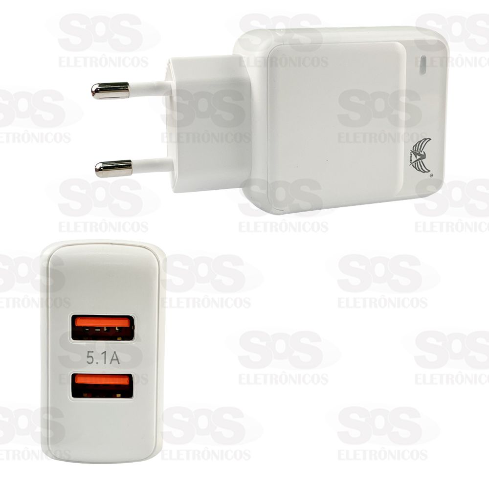 Carregador Rpido 2 USB 5.1A Com Cabo Iphone Altomex AL-9083-5G