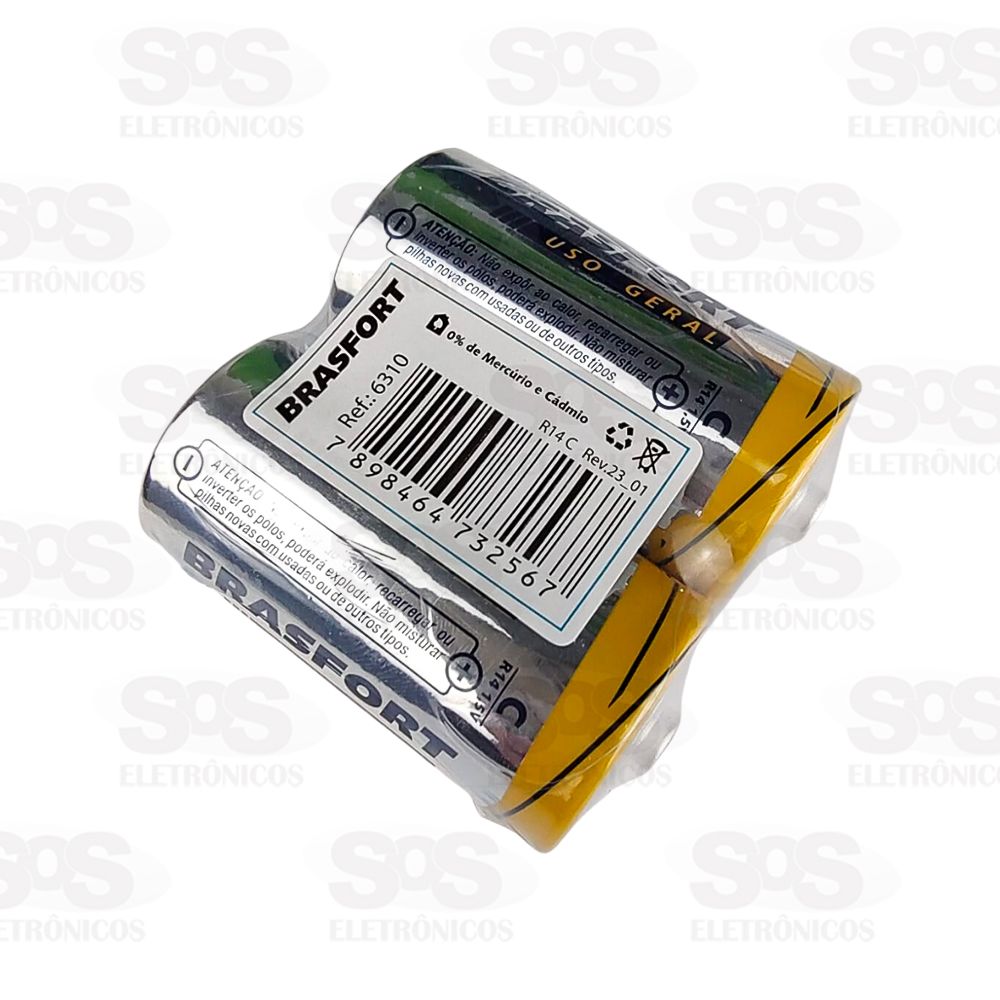 Pilha Bateria C R14 1,5V Para Uso Geral Brasfort 6310