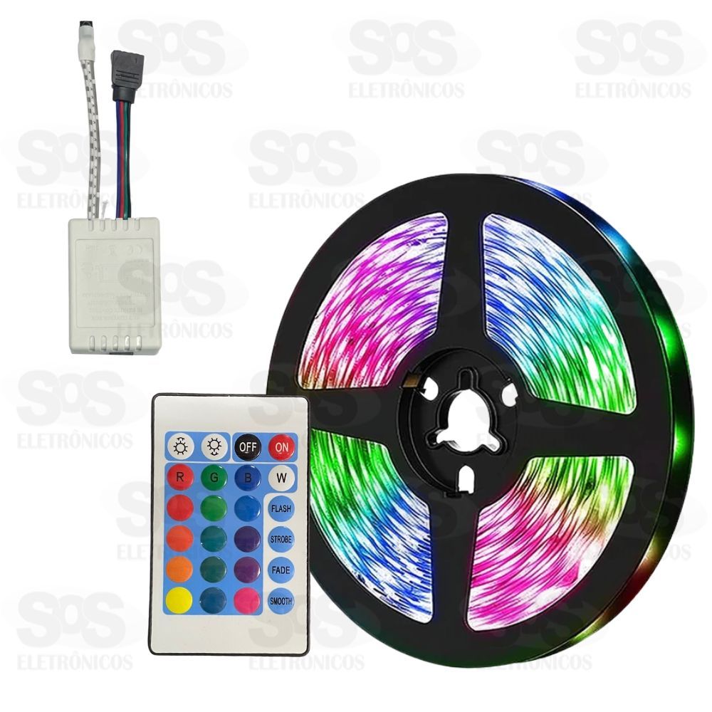 Fita de LED RGB 5 Metros Externa Com Controle 2835RGB 51-37