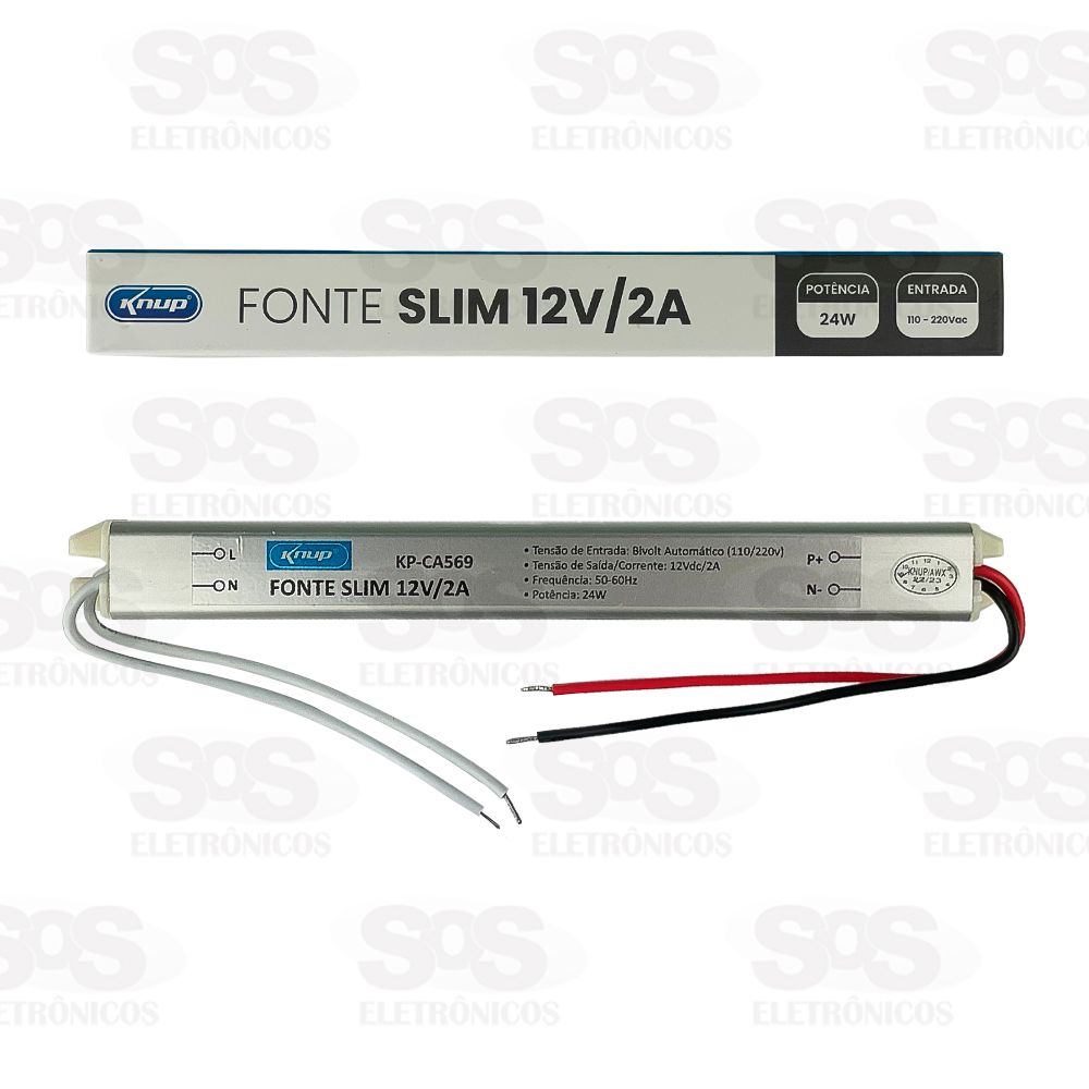 Fonte Slim 24W Para Fita LED 12V/2A Knup KP-CA569