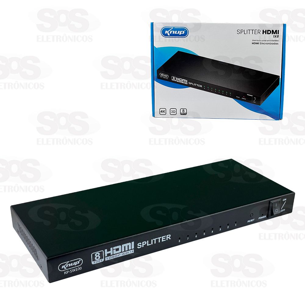 Splitter HDMI 1x8 1 Entrada e 8 Sadas 4K Knup KP-SW100