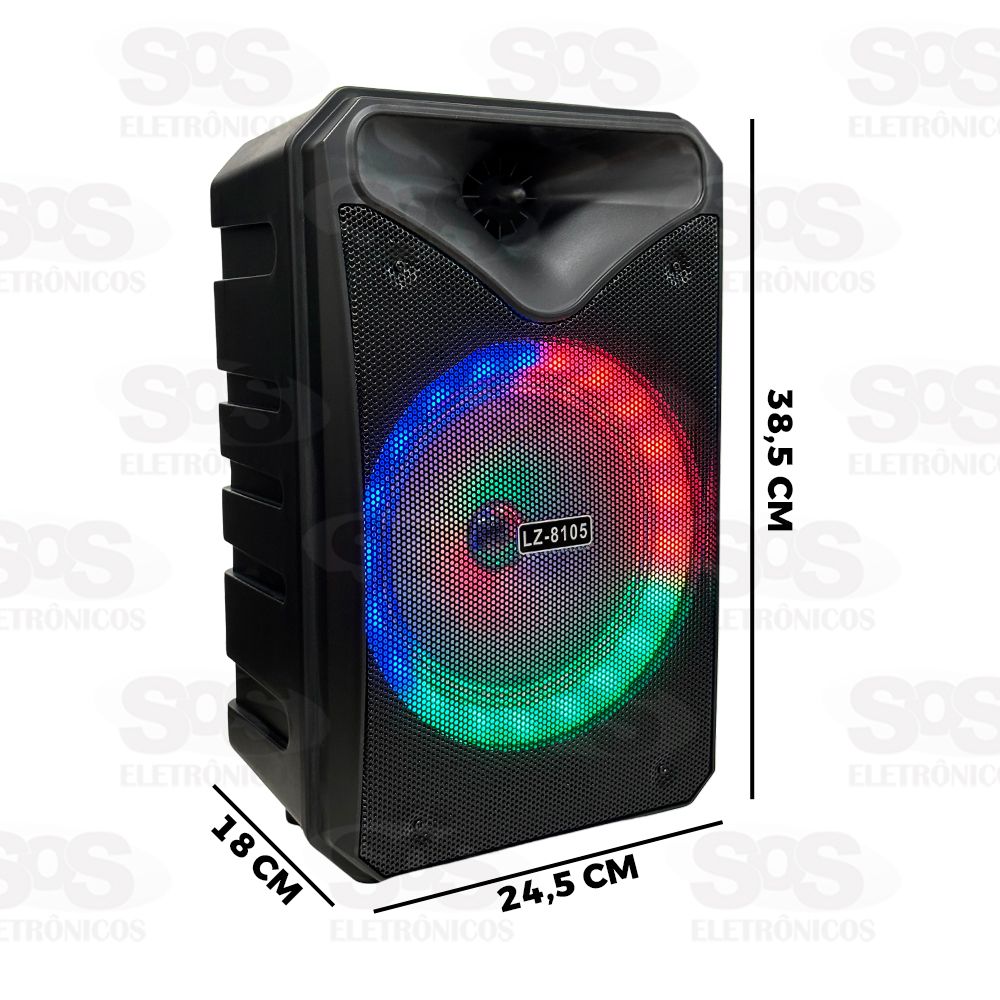 Caixa De Som 10W LED RGB Com Microfone e Controle Ministar LZ-8105