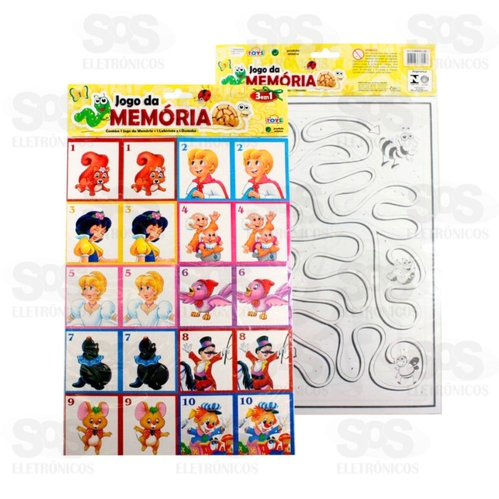 Jogo De Memria Labirinto e Desenho 3 em 1 Mini Toys 0252