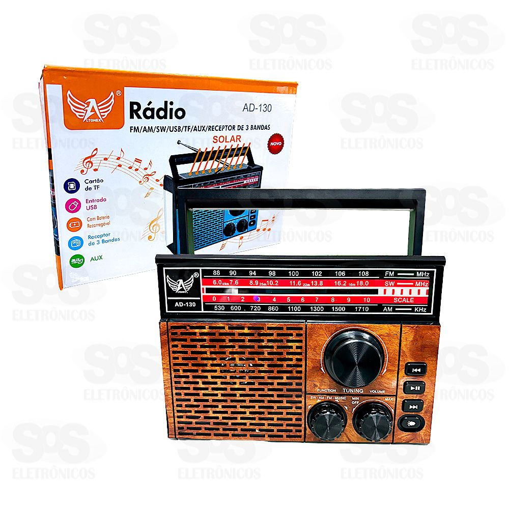 Rdio Retr Bluetooth AM/FM Com Lanterna 3 Bandas Altomex AD-130