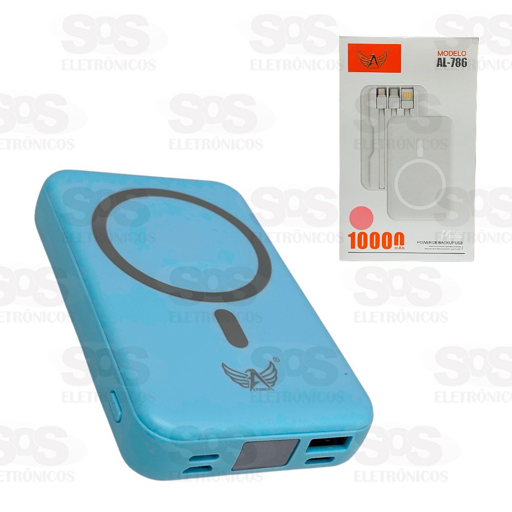Carga Extra 10.000mAh Com Cabos Iphone/Type C/USB Altomex AL-786
