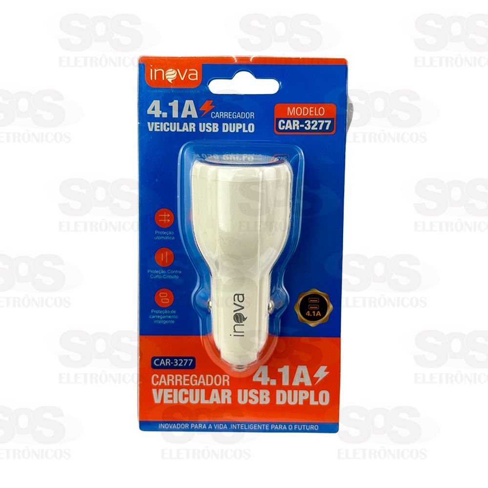 Carregador Fonte Veicular 4.1A 2 USB Inova CAR-3277