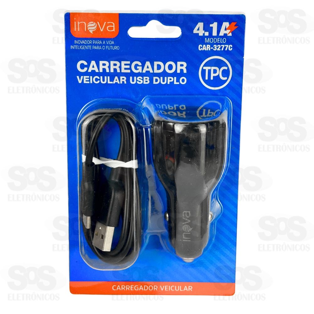 Carregador Veicular Com Cabo Type C 4.1A 2USB Inova CAR-3277C