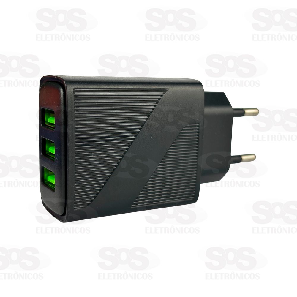 Carregador 3 USB 5.1A Com Cabo Type C Inova CAR-3250C