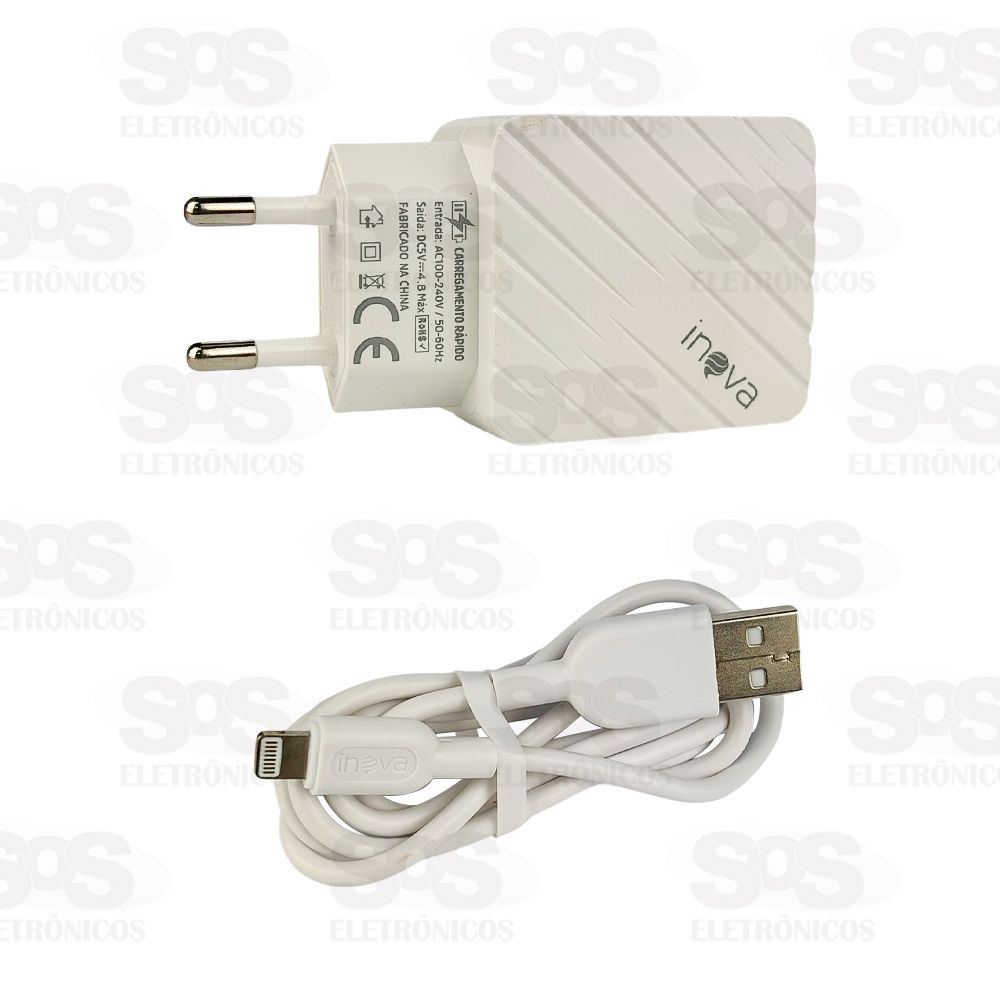 Carregador Rpido 2 USB 4.8A Cabo Iphone Inova CAR-G5181A