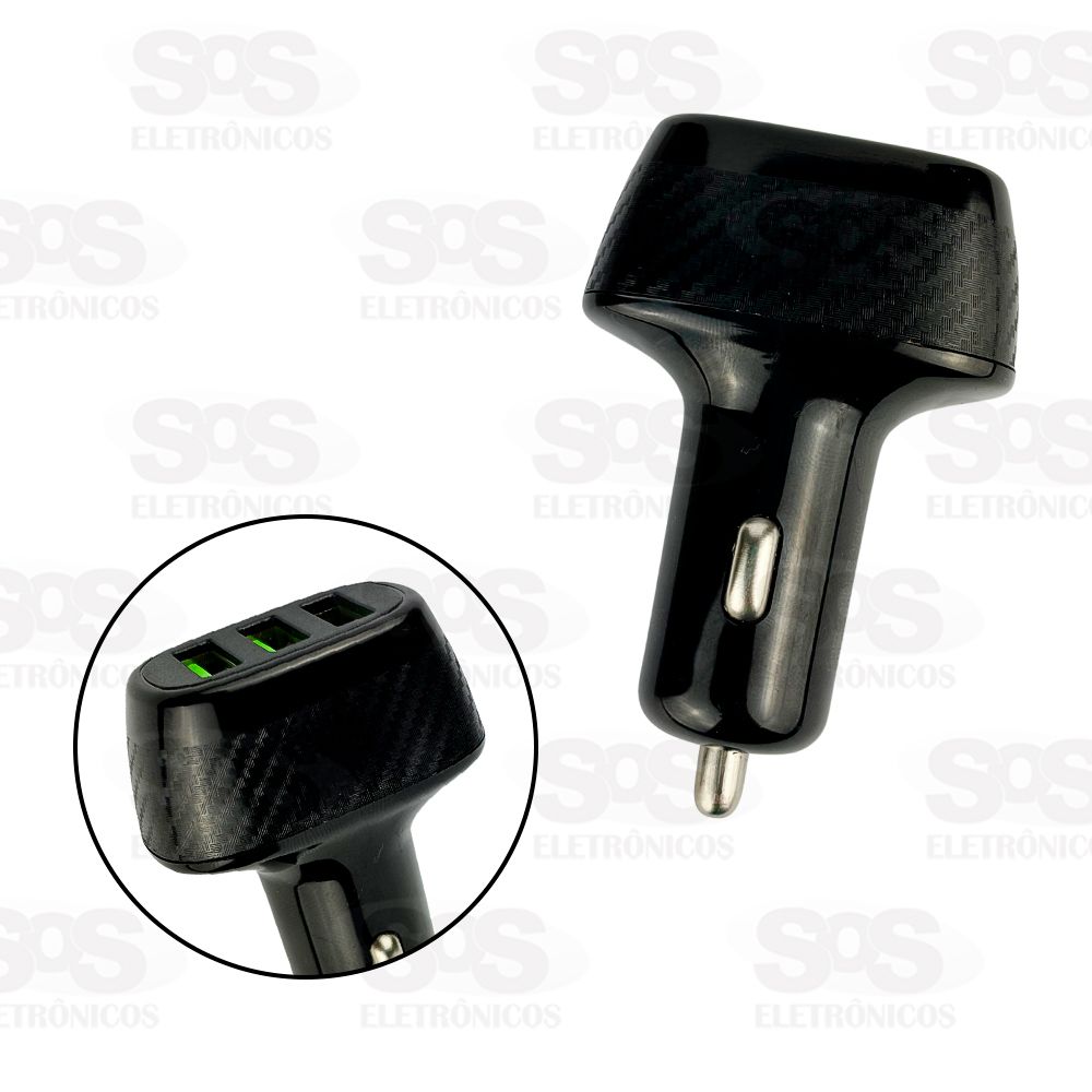 Carregador Fonte Veicular 3.4A 3 USB Sem Embalagem Inova L386 CAR-3350