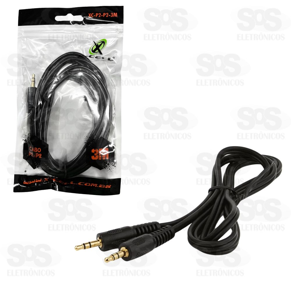 Cabo P2 Stereo 3 Metros XC-P2-P2-3M