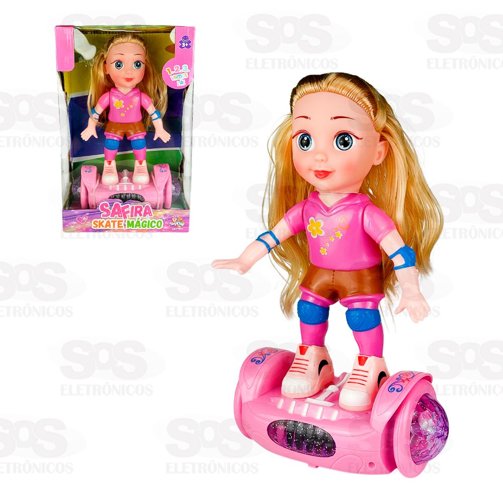 Boneca Safira Skate Mágico Luzes e Sons Toy King TK-AB6324