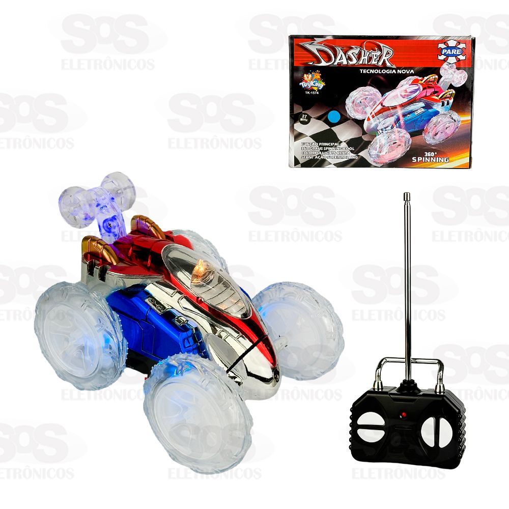 Carro Maluco Gira 360 Com Controle Remoto e Luzes Toy King TK-1574