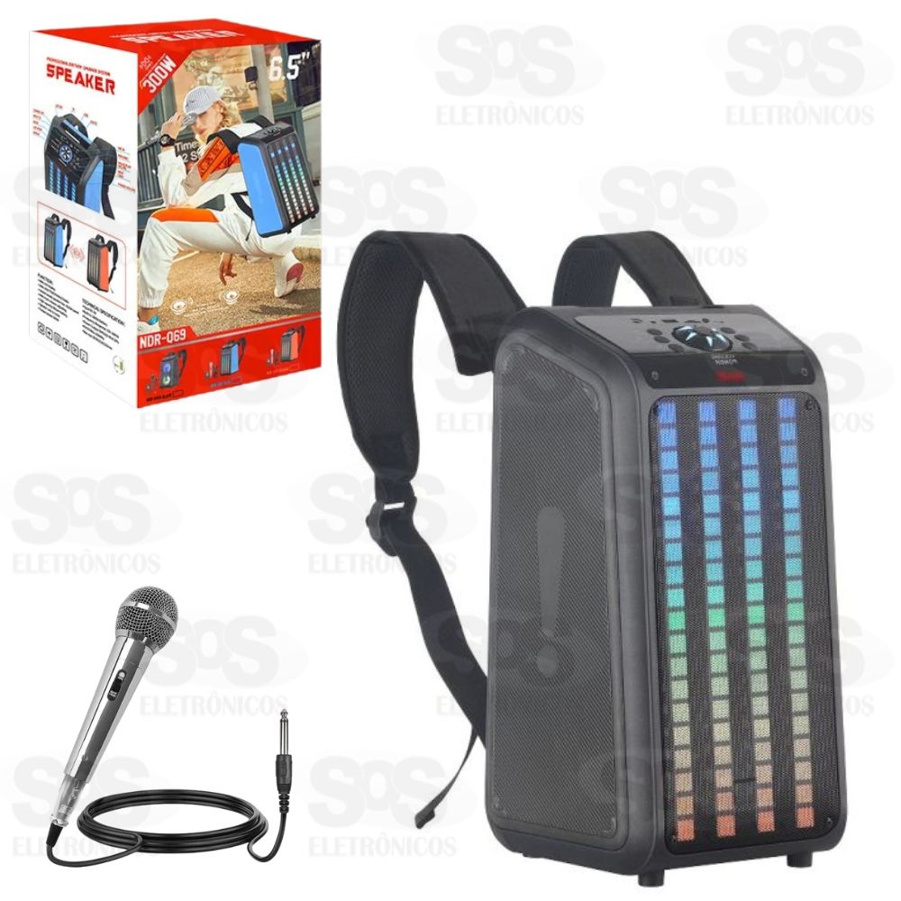 Caixa De Som Mochila Amplificada 300W Karake NDR-Q69