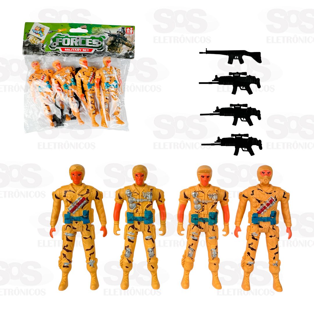 Bonecos Militares 4 Peas Com Acessrios Toy King TK-AB5086