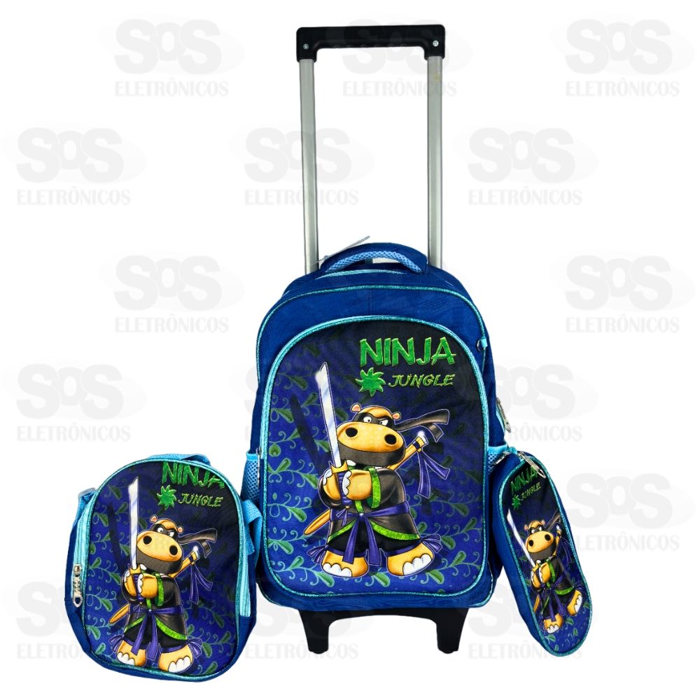 Mochila Infantil Com Estojo e Lancheira 3D Ninja FUK309