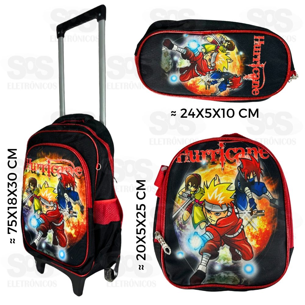 Mochila Infantil Com Estojo e Lancheira Hurricane FUK305