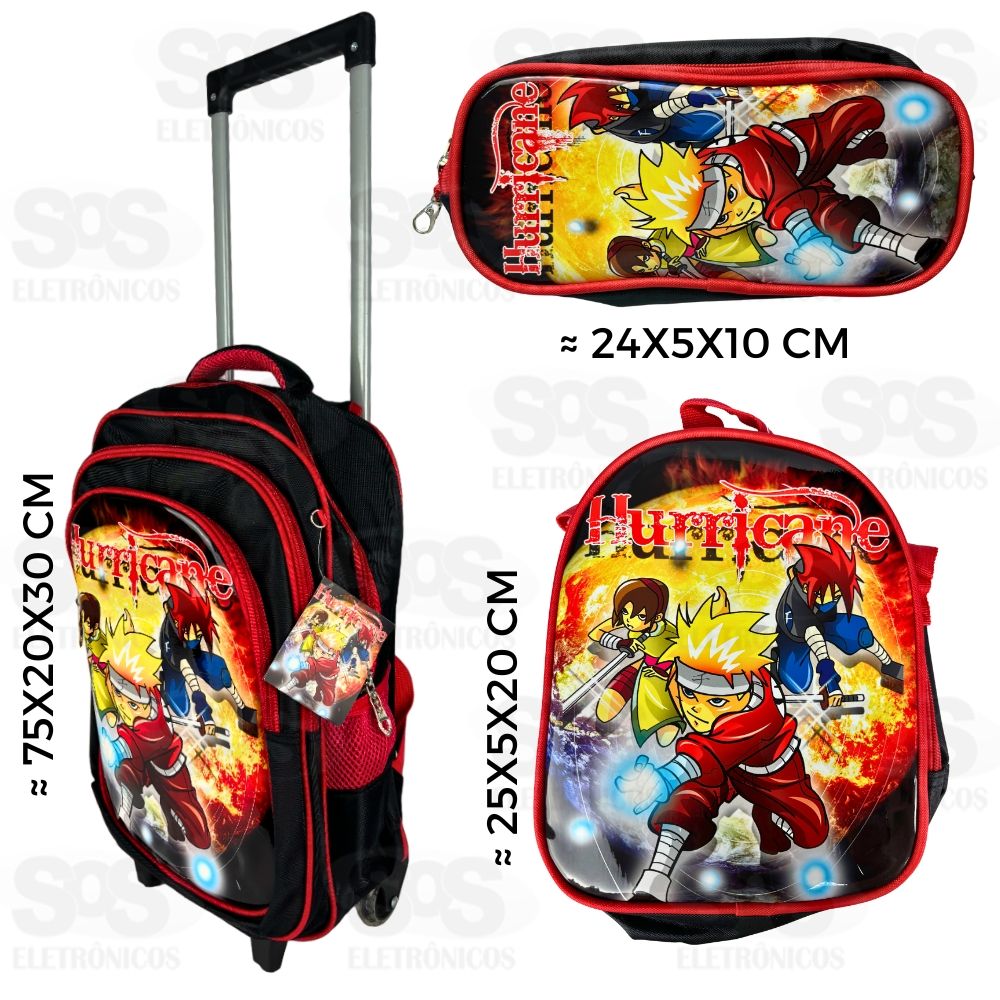 Mochila Infantil GG Com Estojo e Lancheira Hurricane FUK350