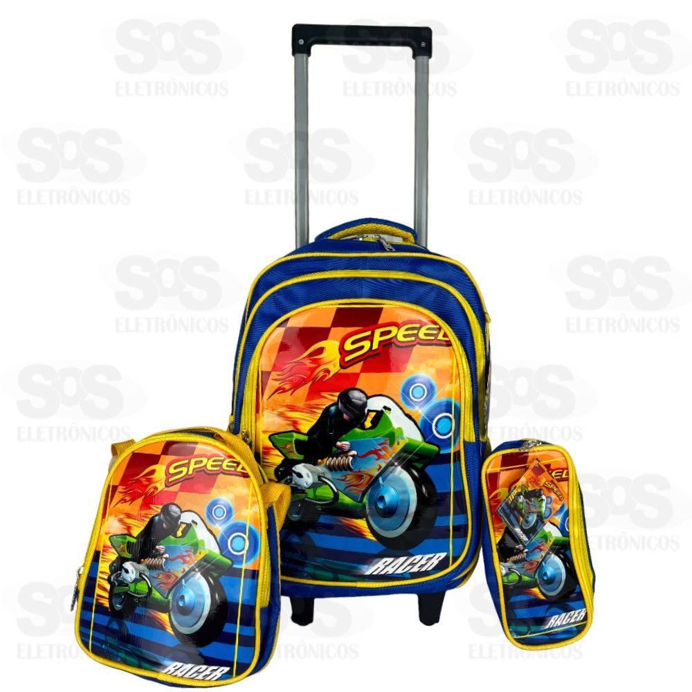 Mochila Infantil GG Com Estojo e Lancheira Motos Speed FUK347