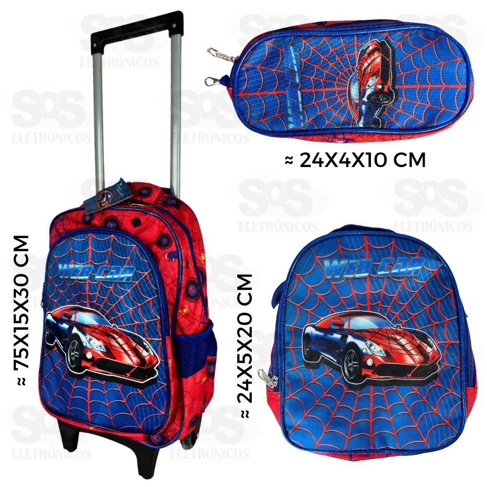 Mochila Infantil Com Estojo e Lancheira Spider Web FUK304