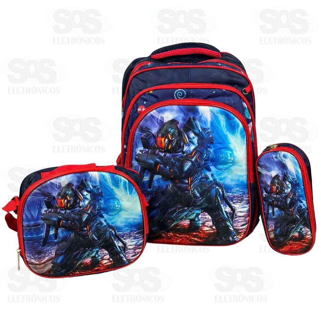 Mochila GG Alto Relevo Com Lancheira e Estojo SJT-B128 / 125