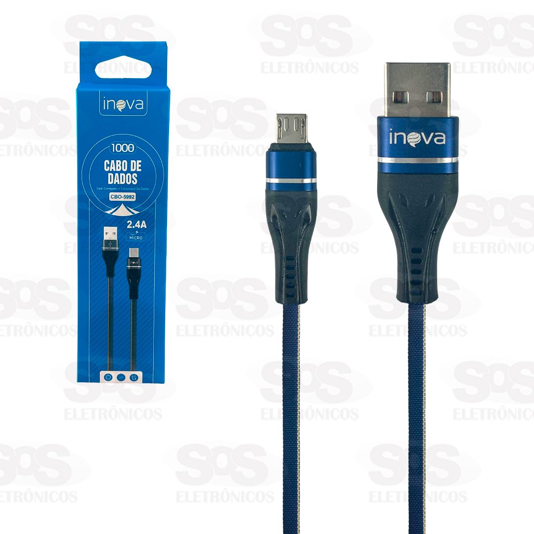 Cabo De Dados 2.4A Micro USB V8 1 Metro Inova CBO-5992