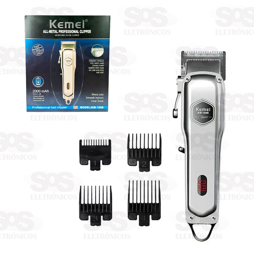 Mquina de Cortar Cabelo Profissional Com Painel Kemei KM-1998