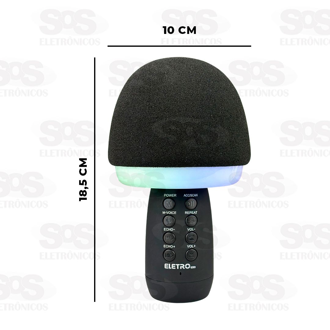 Microfone Sem Fio 5W Karaok LED Eletromex EL-5003