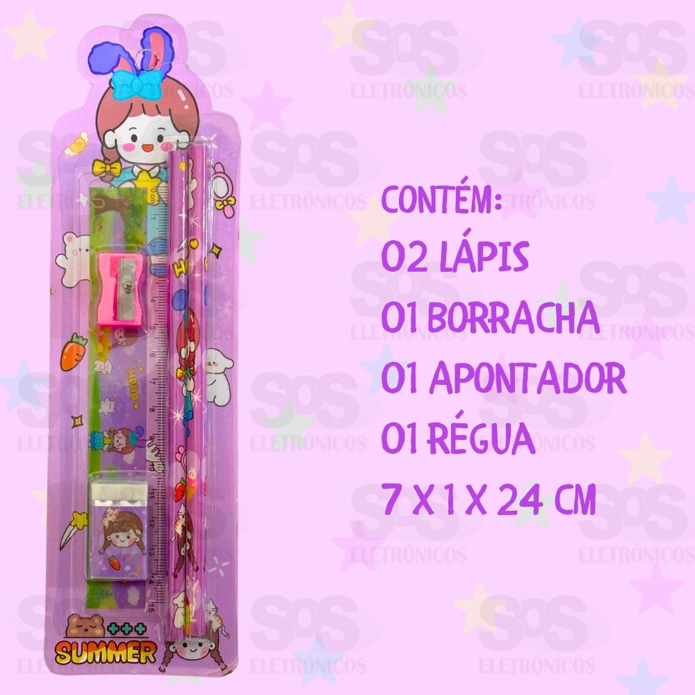 Kit Escolar 5 Peas Com Estojo Polibrinq SCB64