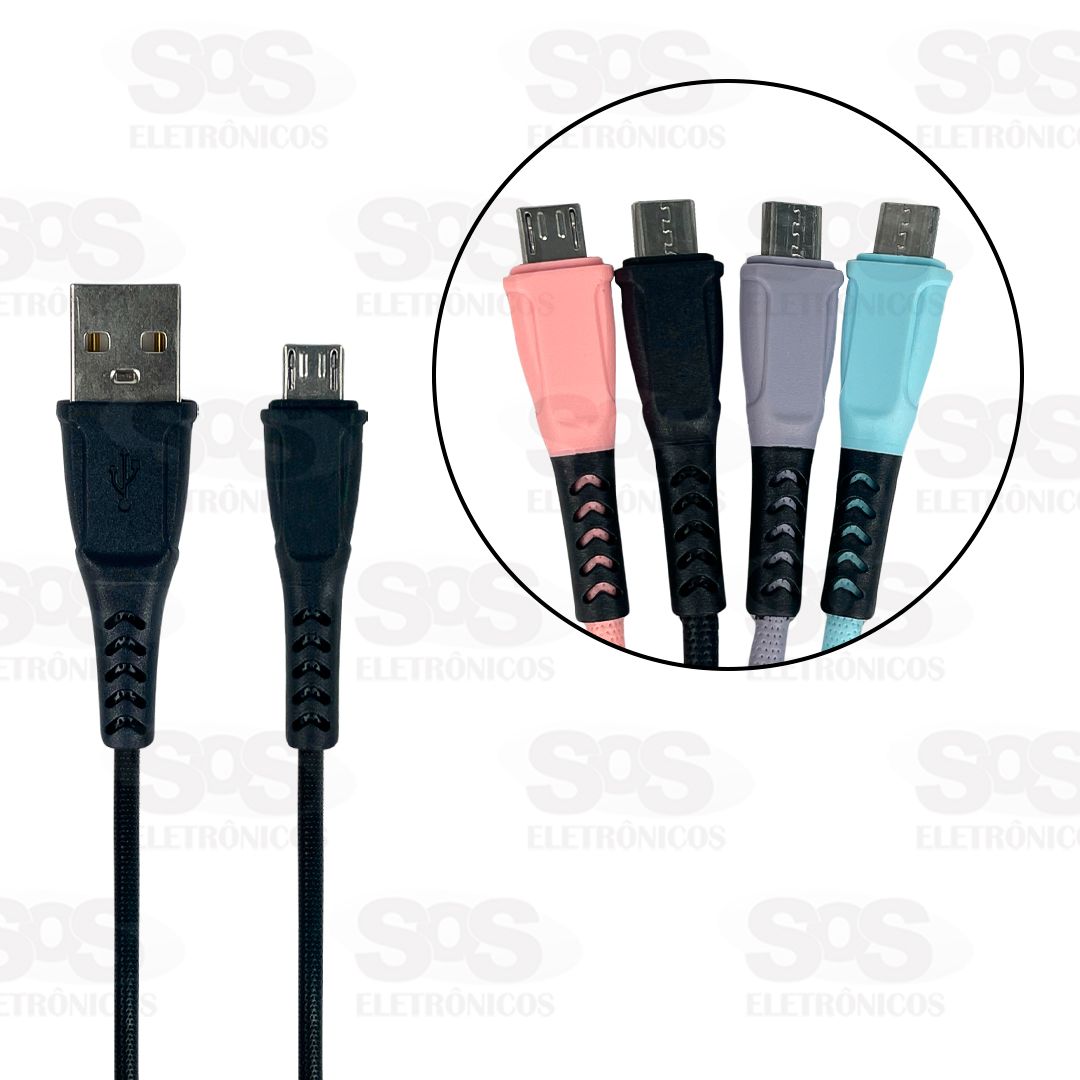 Cabo Micro USB V8 1 Metro Cores Variadas Altomex AL-7020-V8