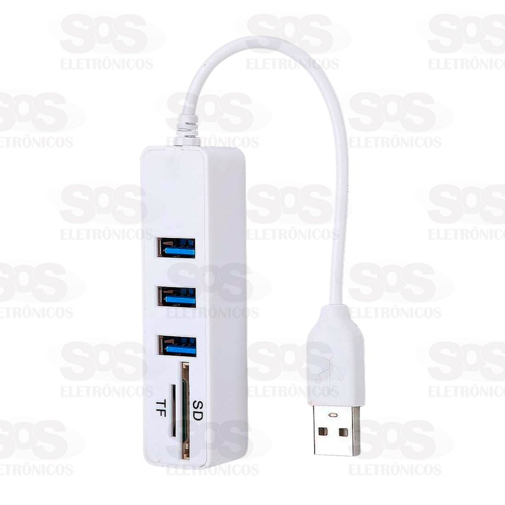 Hub USB 2.0 Com 3 Portas e Leitor De Carto Knup KP-T117