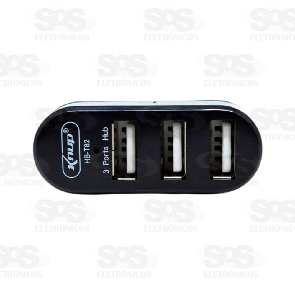 Hub USB 2.0 Giratrio 90 Graus Com 3 Portas 480 Mbps Knup KP-T82