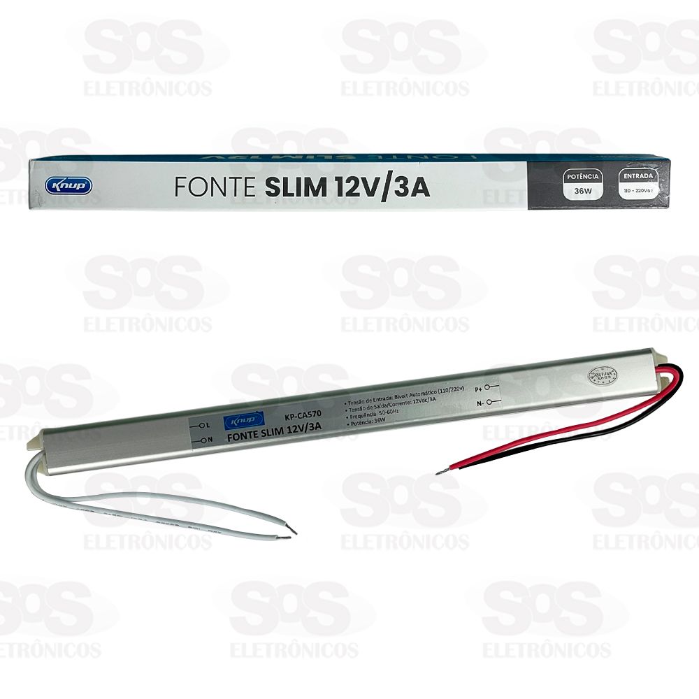 Fonte Slim 36W Para Fita LED 12V/3A Knup KP-CA570