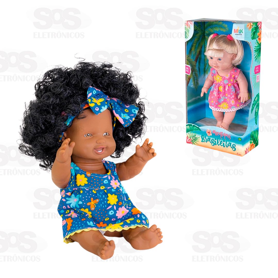 Boneca Meninas Brasileiras Negra 33CM Milk 643