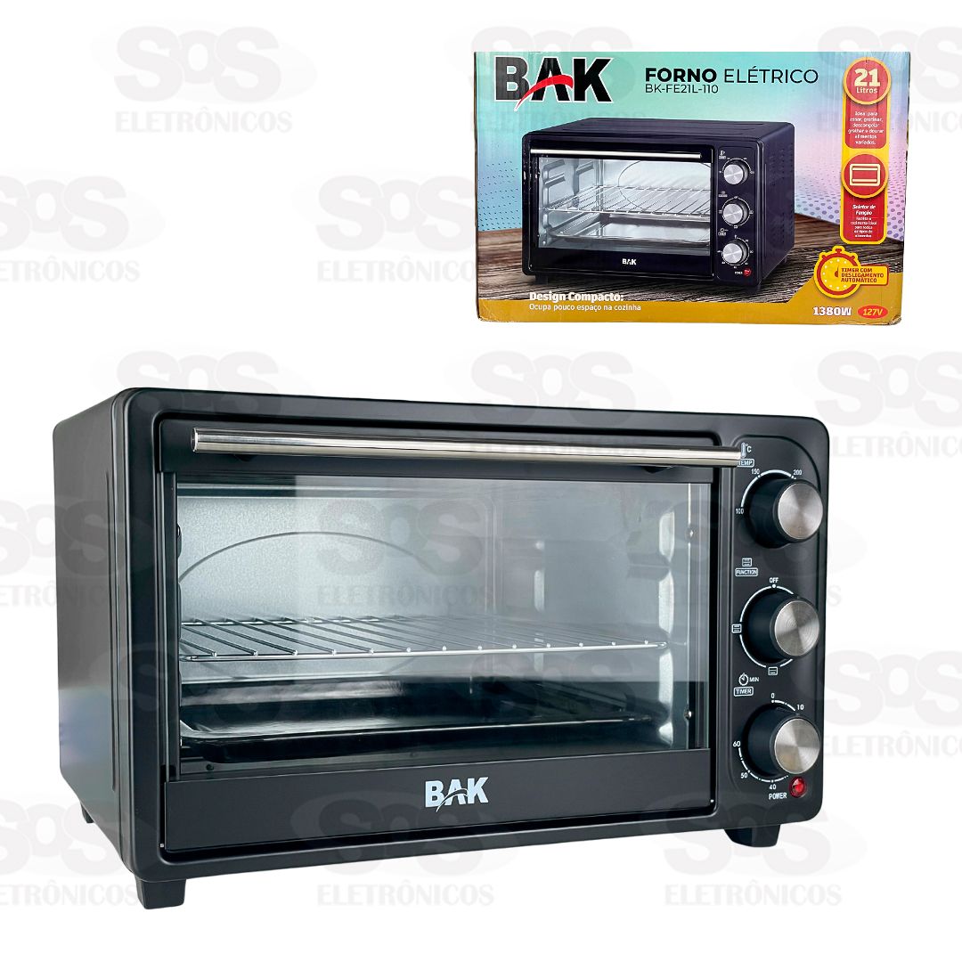 Forno Eltrico Com Timer 21 Litros Bak BK-FE21L-110