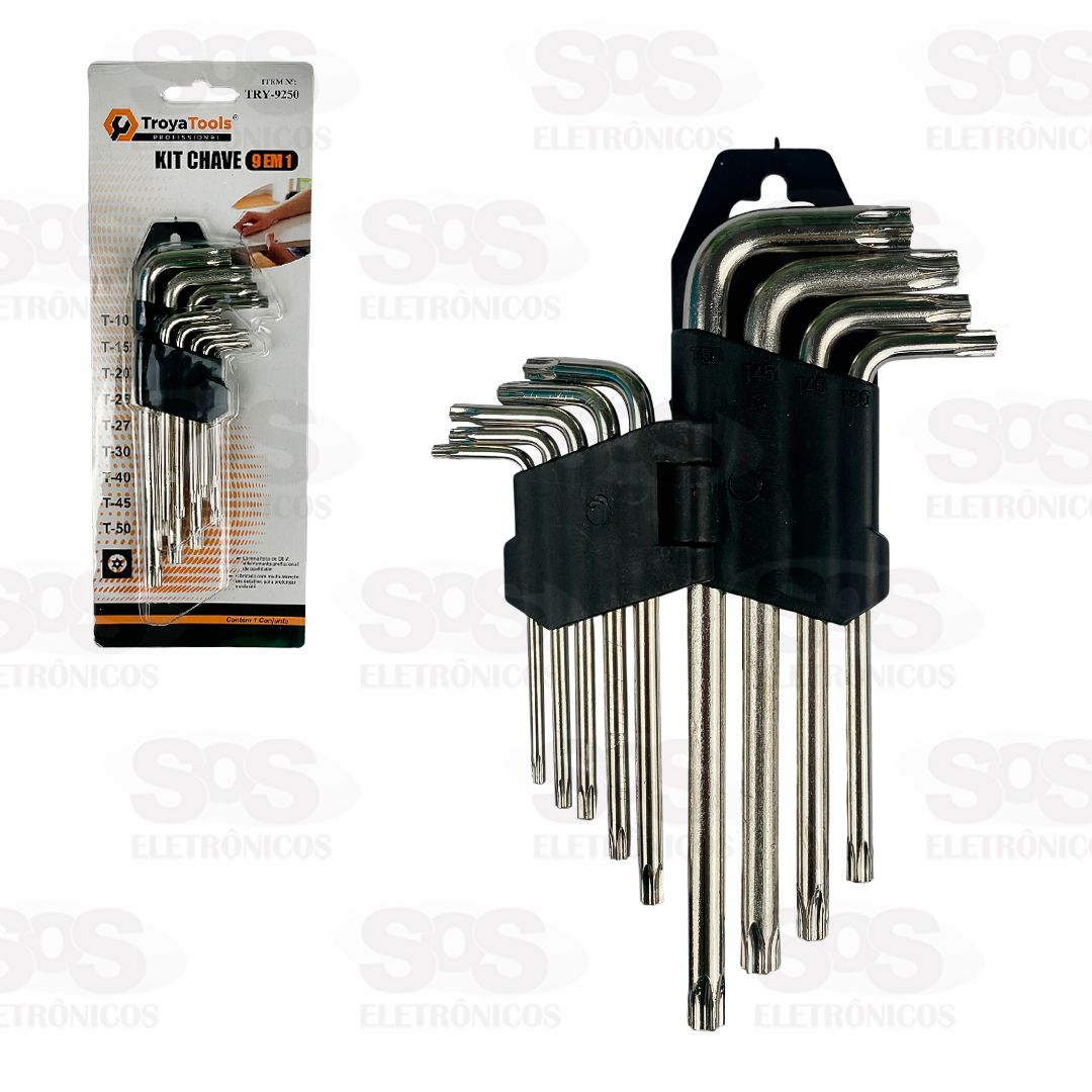 Kit Chave Allen 1,5 a 10mm Com 9 Peas Troya Tools 9250