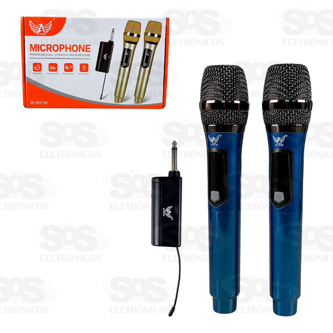 Kit 2 Microfone Sem Fio Dinmico Com Painel Altomex M-997W