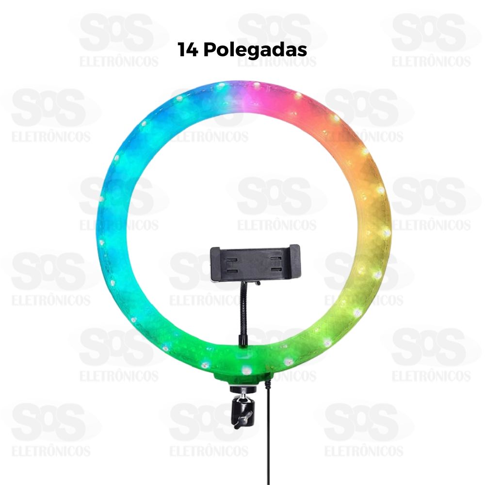 Iluminador Ring Light RGB 14 Polegadas Com Trip 210 cm Xtrad MJ36