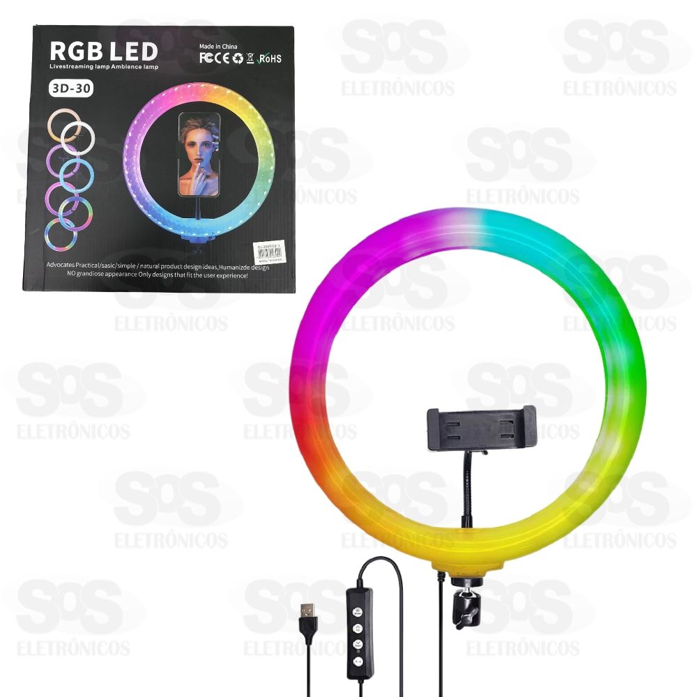 Iluminador Ring Light RGB 12 Polegadas Com Trip 210 cm Xtrad 3D-30