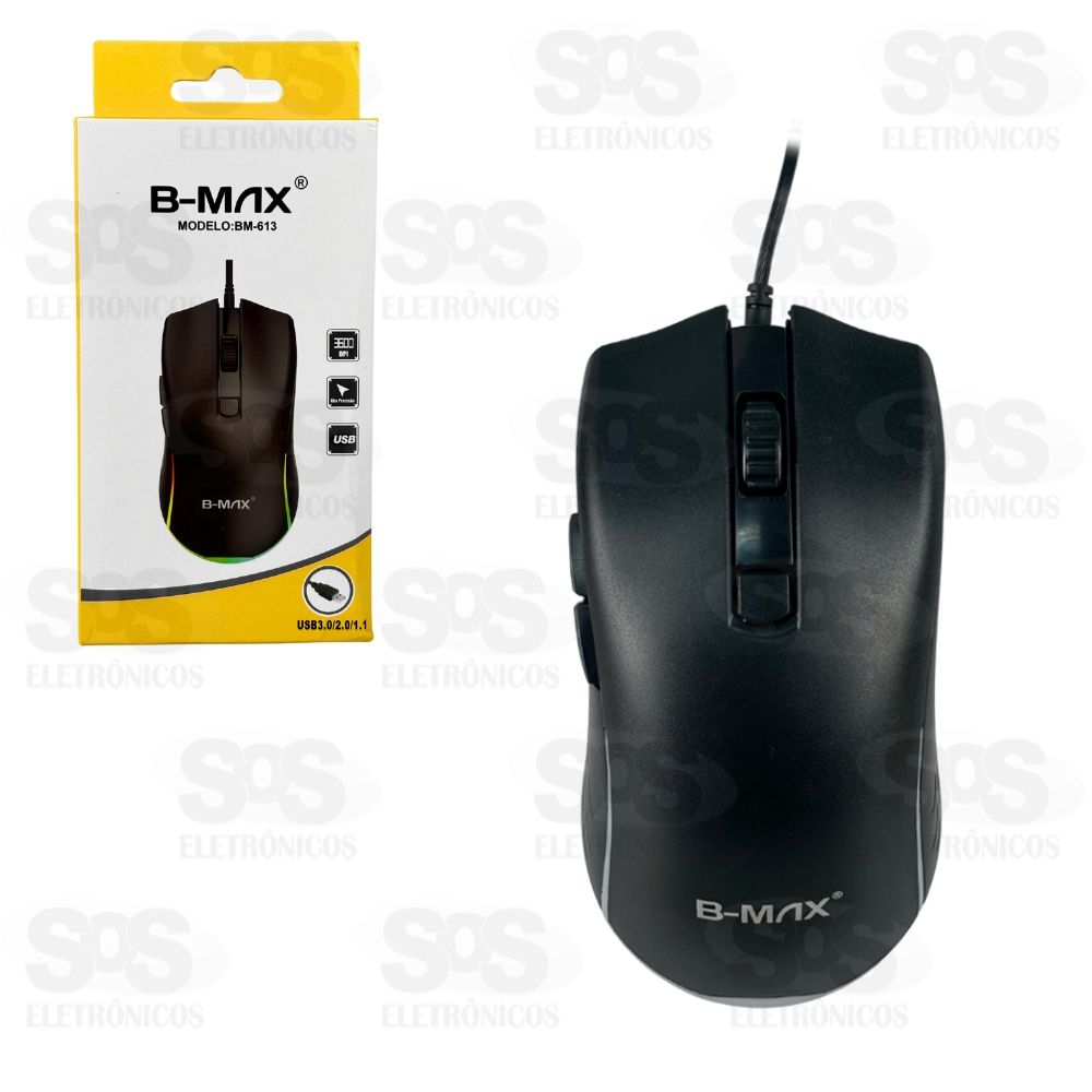 Mouse Gamer 3600 DPI Com Fio USB 3.0 B-Max BM-613