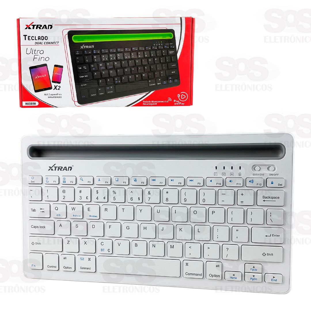 Teclado Ultra Fino Sem Fio Dual Connect Xtrad HK8890