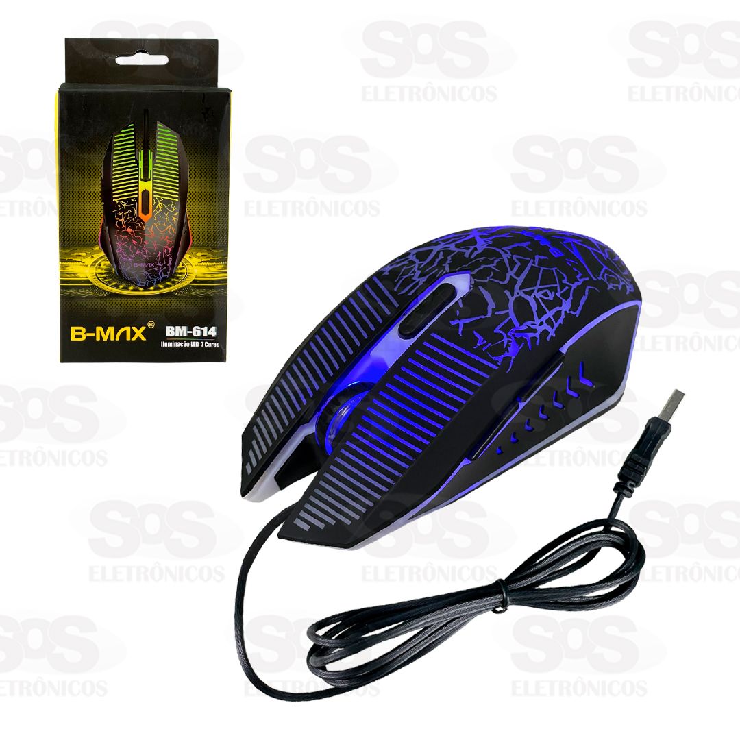 Mouse Gamer 3600 DPI Com Fio USB 3.0 B-Max BM-614