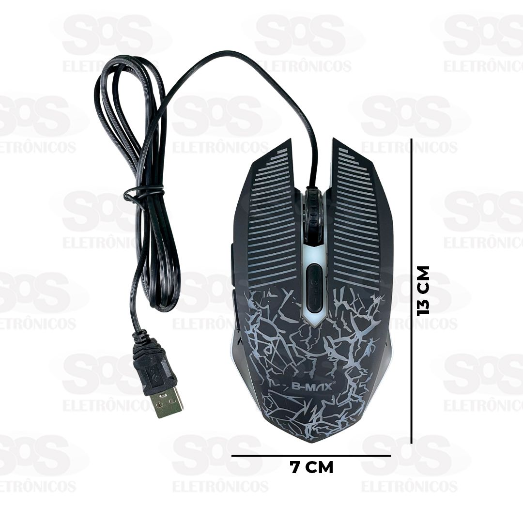Mouse Gamer 3600 DPI Com Fio USB 3.0 B-Max BM-614