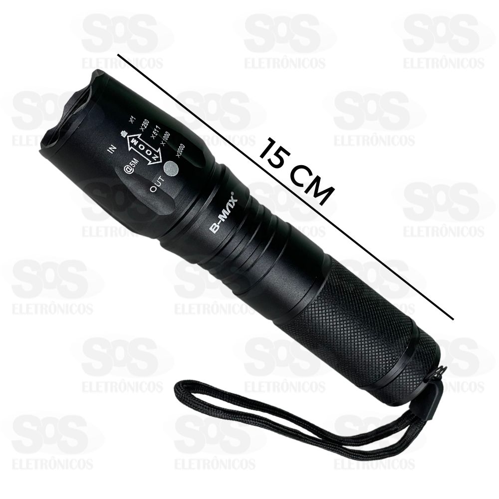 Lanterna de LED Ttica Com Sinalizador Recarregvel B-Max X900