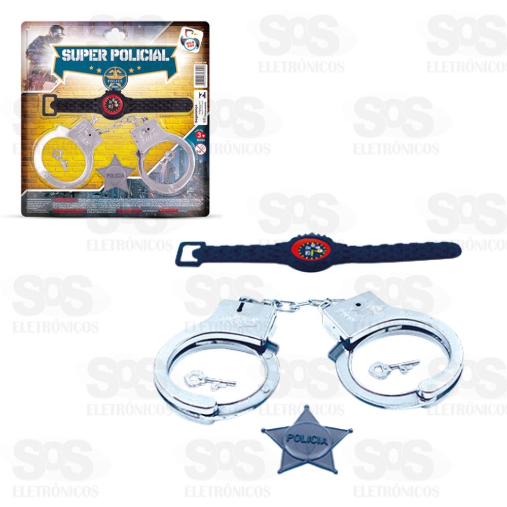 Kit Policial Algema Distintivo e Relgio Pica Pau 399